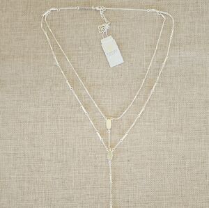 New Kendra Scott Adelia Silver Layered Y Necklace
